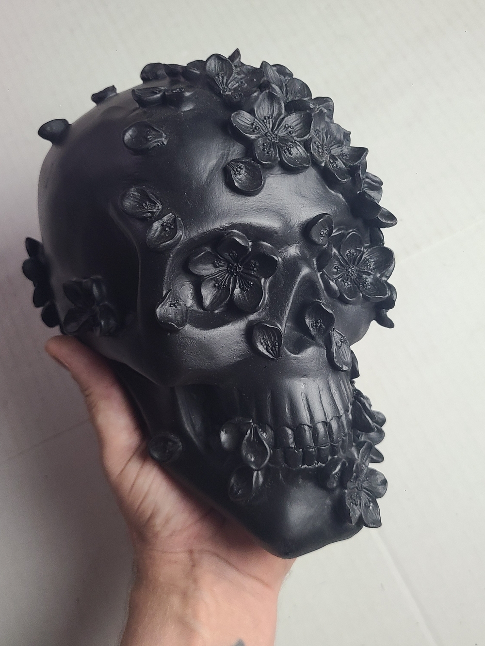 Skull Black Floral Decor Resin Skeleton Home Floral Decor Tablescape Goth New